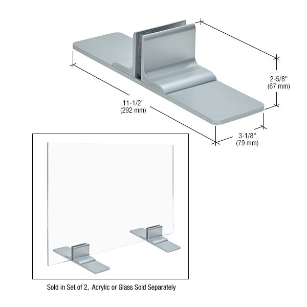 Cr Laurence Satin Anodized Aluminum Base for 1/4 in. 6 mm to 3/8 in. 10 mm Acrylic or Glass PPS500SA - main
